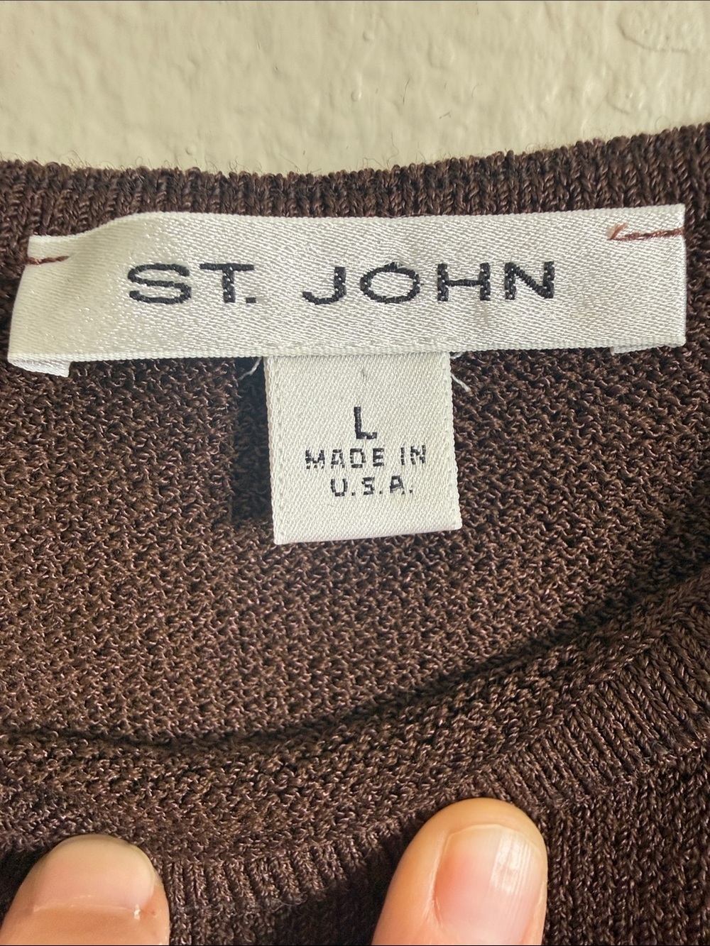St. John Santana knit scoop neck tank sweater top women’s large brown EUC - Picture 3 of 5